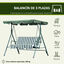 Outsunny Columpio Balancín de Jardín Exterior de 3 Plazas con Cojín Techo Ajustable y Marco de Metal para Balcón Terraza Patio Carga Máx. 200 kg 172x110x153 cm Raya Verde, , large indicador imagen numero 4