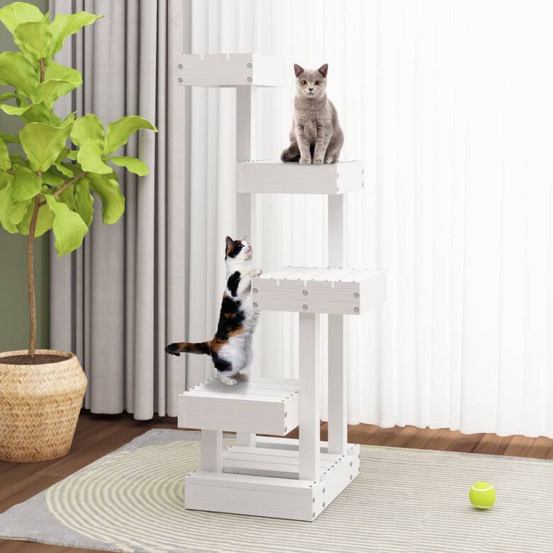 VidaXL Rascador tipo Árbol de madera blanca para gatos thumbnail