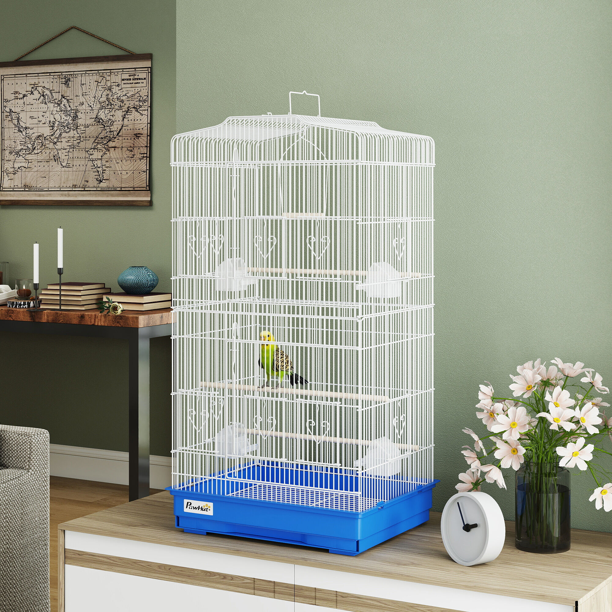 PawHut Jaula para P&aacute;jaros Azul, , large Imagen numero 2