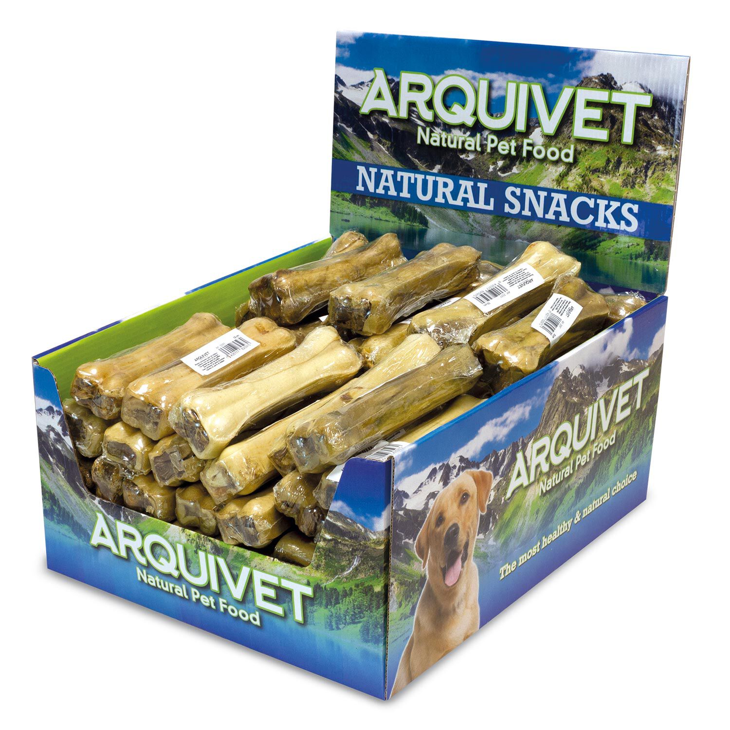 Hueso prensado piel de b&uacute;falo relleno con nervio de b&uacute;falo - 21 cm - Caja expositora de 30 unidades - 5.250 g - Snack natural para perros, , large Imagen numero 2