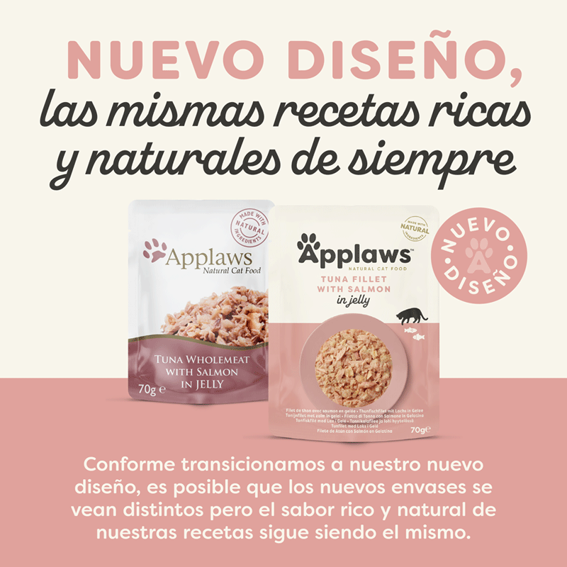70 g Applaws At&uacute;n y Salm&oacute;n en gelatina sobre para gatos, , large Imagen numero 2