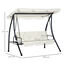 Outsunny Columpio Balancín Jardín de 3 Plazas Convertible en Cama con Techo Ajustable Cojín Acolchado y Almohadas para Balcón Terraza Carga 340 kg Acero 200x125x170 cm Crema, , large indicador imagen numero 3