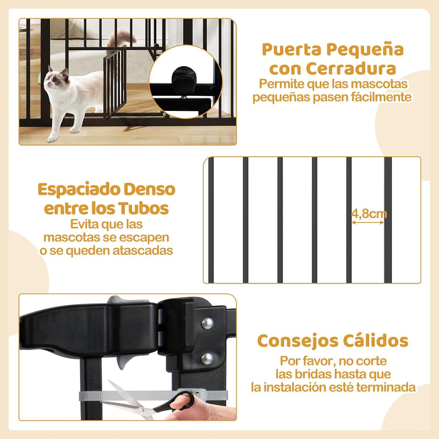 COSTWAY Barrera de Seguridad para Perros, 74-104 x 76 cm Barrera para Mascotas Extensible con Puerta Pequeño, Cierre Automático y Sistema de Doble Bloqueo, Puerta de Seguridad para Niños (Negro) thumbnail