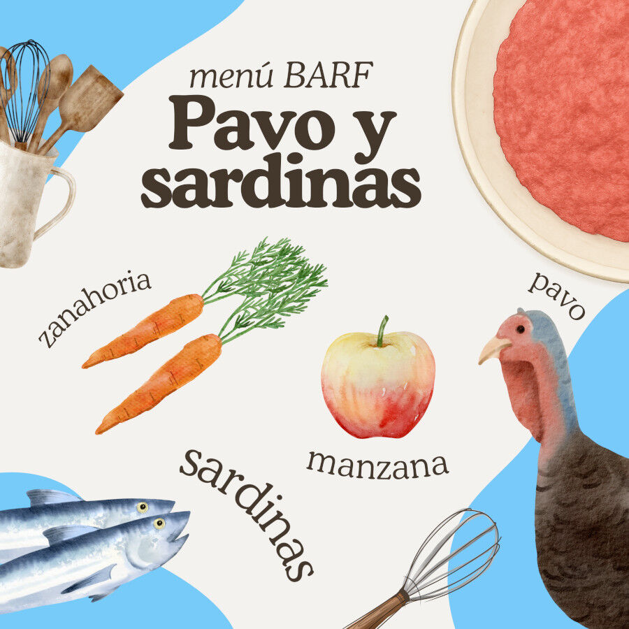 Comida para perros. Men&uacute; barf de pavo y sardinas 7,5kg, , large Imagen numero 2