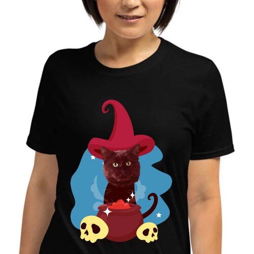Mascochula camiseta mujer el brujo personalizada con tu mascota negro thumbnail