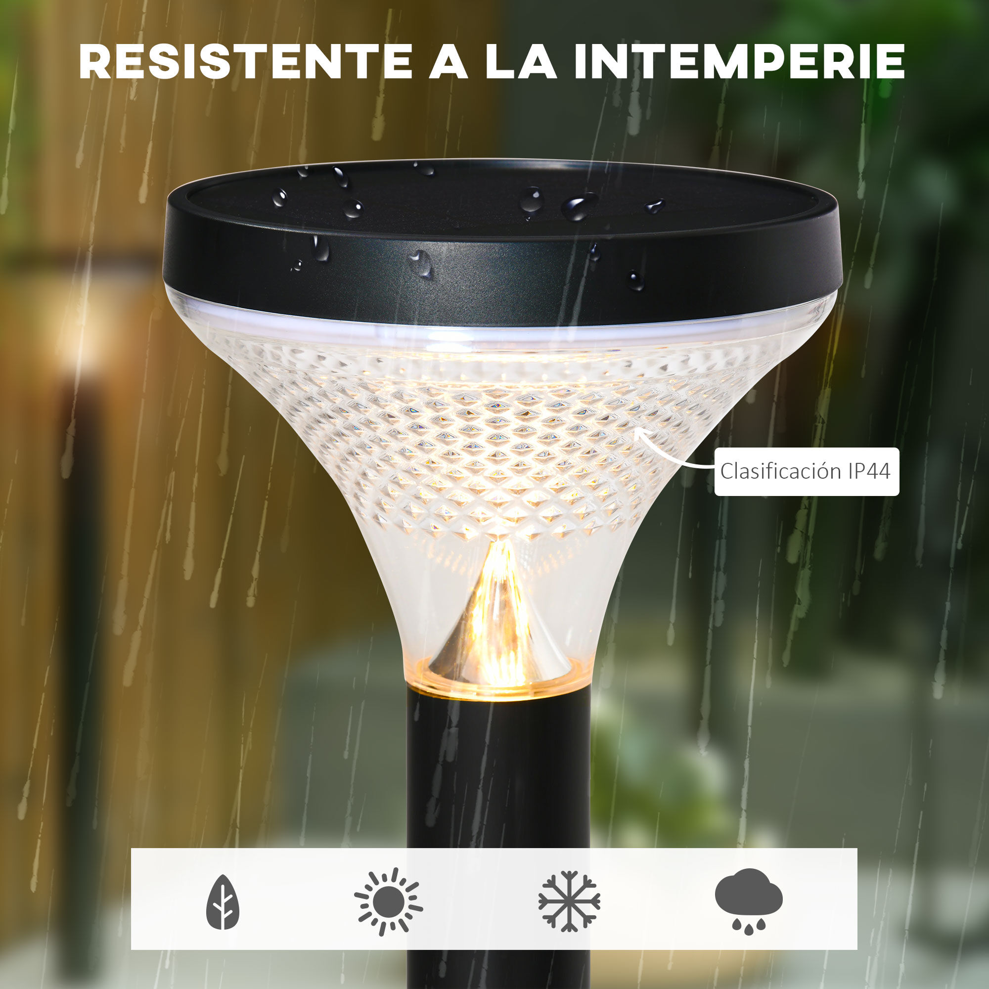 Outsunny 2 L&aacute;mparas de Camino de Pie Altura 91,5 cm con Luces LED Solares Sensor de Noche Crepuscular y Brillo Variable Set de 2 Faroles de Jard&iacute;n IP44 para Patio Parque Exterior Negro, , large Imagen numero 4