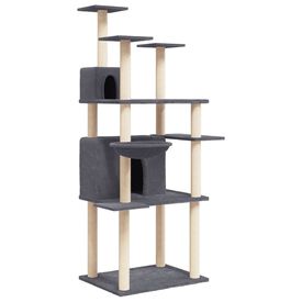 vidaXL Rascador Postes de sisal Gris Oscuro 166 cm para gatos
