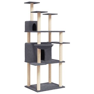 vidaXL Rascador Postes de sisal Gris Oscuro 166 cm para gatos