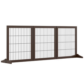 PawHut Barrera de seguridad marrón para perros 