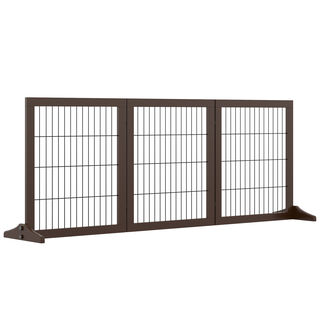 PawHut Barrera de seguridad marrón para perros 