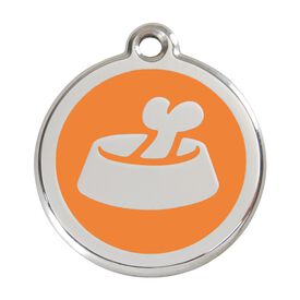Red dingo Placa identificativa Acero Inoxidable Esmalte Hueso en Cuenco Naranja para perros
