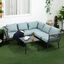 Outsunny Conjunto de Muebles de Ratán 4 Piezas Set de Muebles de Jardín 2 Sofá de 2 Plazas Sofá de Esquina Mesa de Centro con 6 Cojines Acolchados y Marco de Aluminio para Terraza Patio Gris, , large indicador imagen numero 2