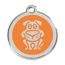 Red Dingo Placa identificativa Acero Inoxidable Esmalte Perro Naranja para perros