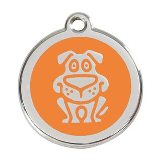 Red Dingo Placa identificativa Acero Inoxidable Esmalte Perro Naranja para perros