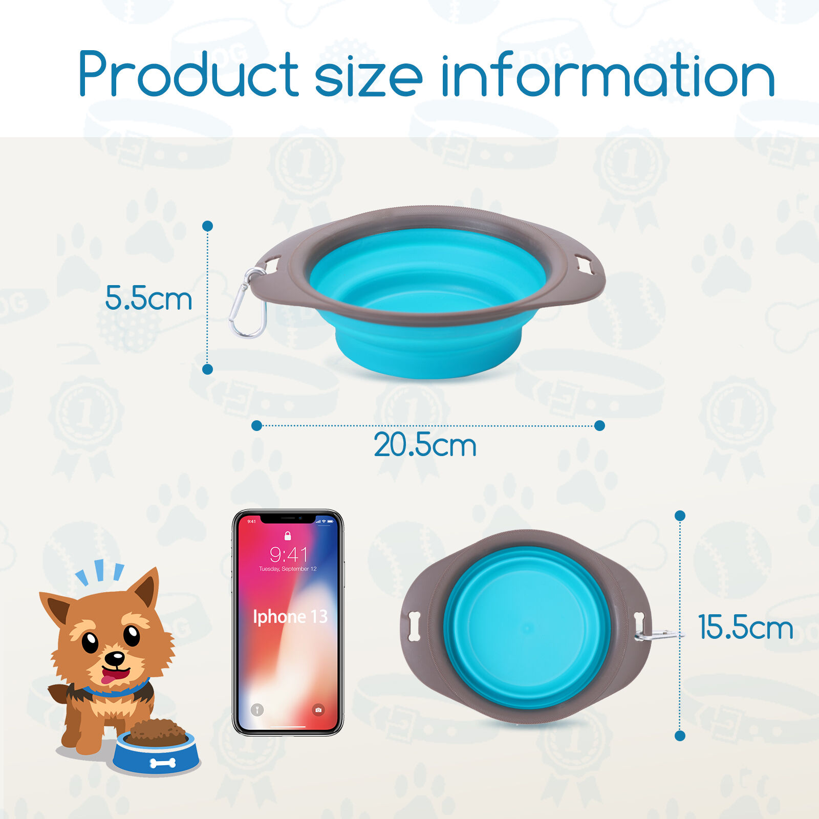 Nobleza - 3 unidades Platos de viaje para perros, Plegable Viajes Silicona para Gatos Perros, Comedero para Mascotas Bebedero, Ligero & Port&aacute;til, Bebedero Port&aacute;til de Agua Potable con mosquet&oacute;n 540ml, , large Imagen numero 3