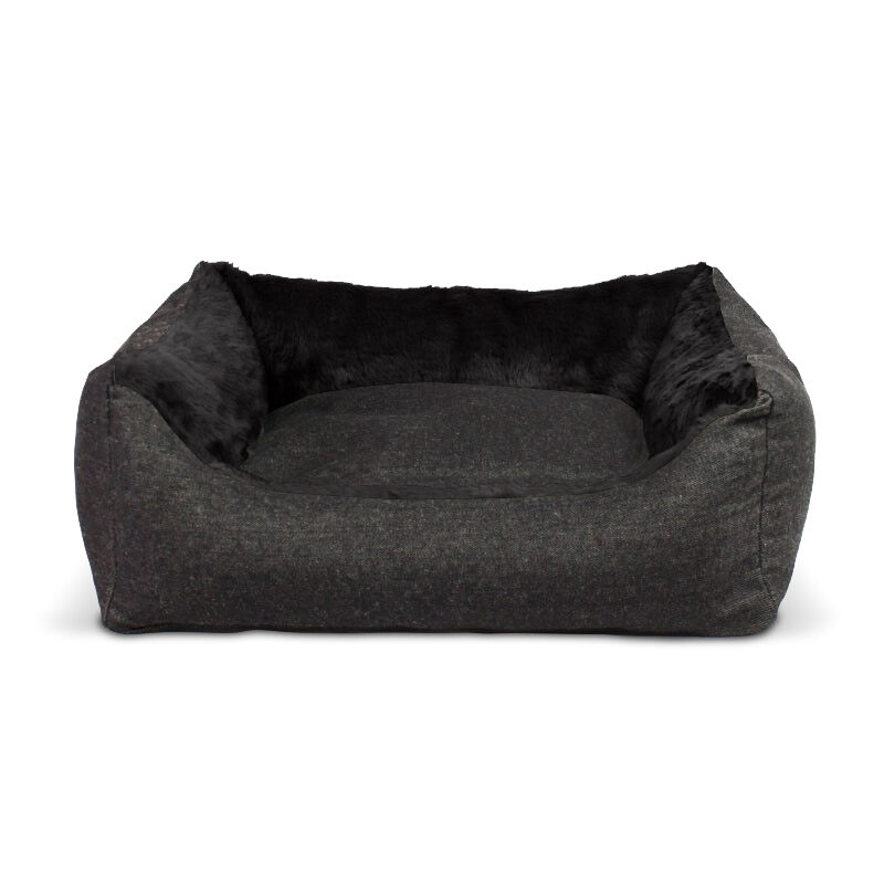 Gauty Cama Rectangular para Perros y Gatos  Denim y pelo - Negro, , large Imagen numero 1