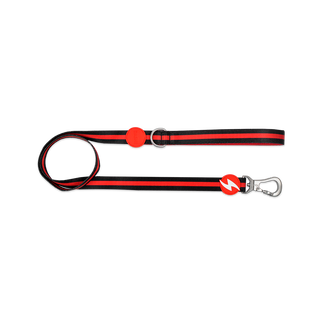 Dashi stripes correa de poliéster rojo y negro para perros