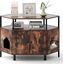 COSTWAY Mueble Arenero para Gatos, Casa Esquinera para Gatos de Madera con Estante Abierto, 2 Puertas, 2 Entradas y Patas de Metal, Casa de Baño para Mascota, 105 x 50 x 73 cm (Marrón), , large indicador imagen numero 1
