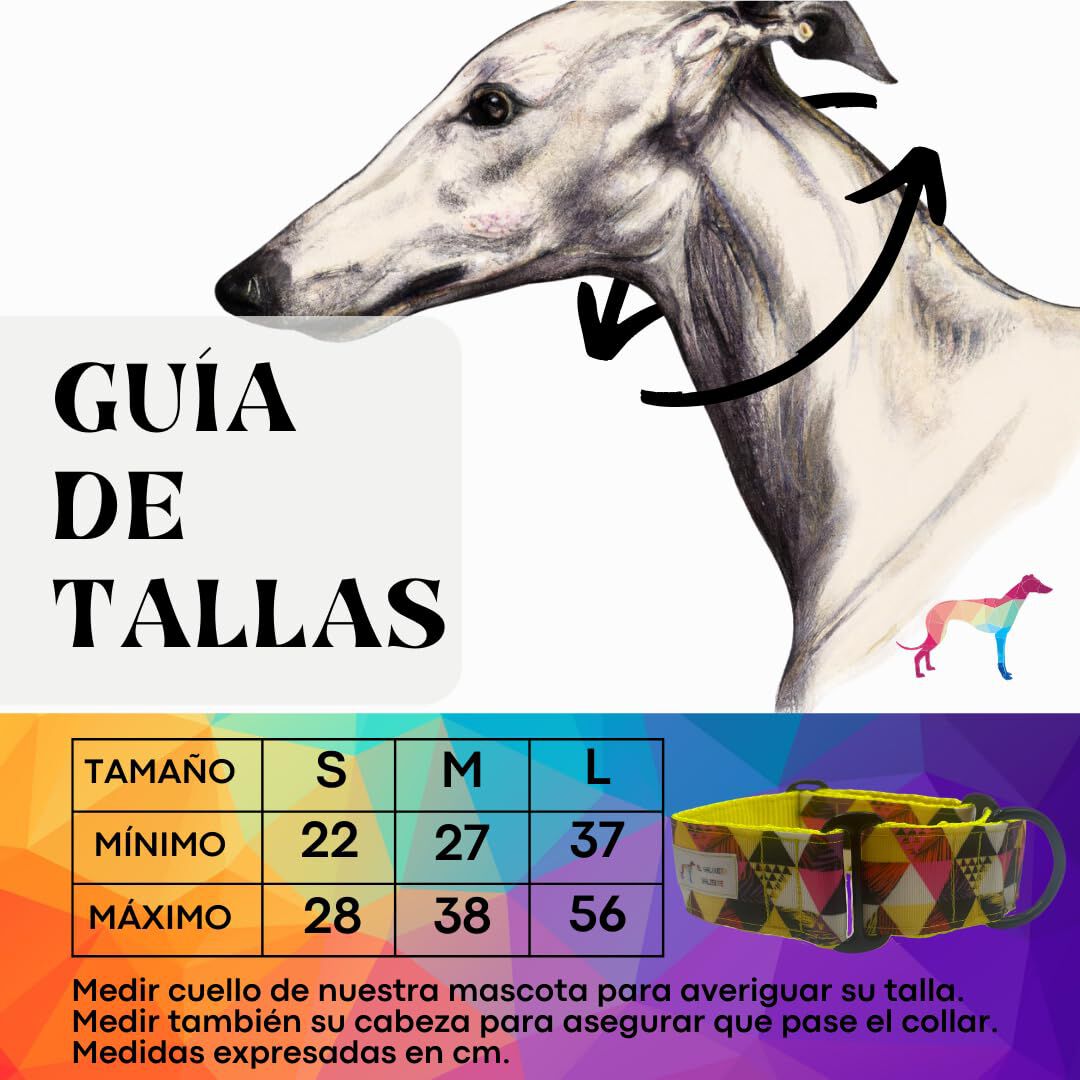 EGV - Collar Martingale 4 cm ancho, Collar galgo hecho a mano en Espa&ntilde;a (Triangulos), , large Imagen numero 3