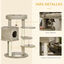 PawHut Árbol Rascador para Gatos Pequeños Altura 94 cm Torre para Gatos con Cama Superior Cueva 3 Escaleras Bolas Colgantes y Postes de Sisal 55x55x94 cm Marrón, , large indicador imagen numero 5