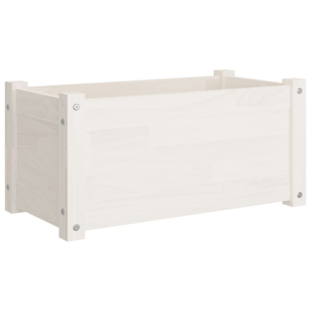 vidaXL Jardinera de madera maciza de pino blanca 60x31x31 cm, , large Imagen numero 1
