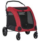 Pawhut cochecito plegable con 4 ventanas rojo para mascotas, , large image number null