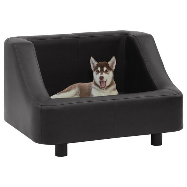 Sofá de cuero y madera para perros color Negro, , large image number null