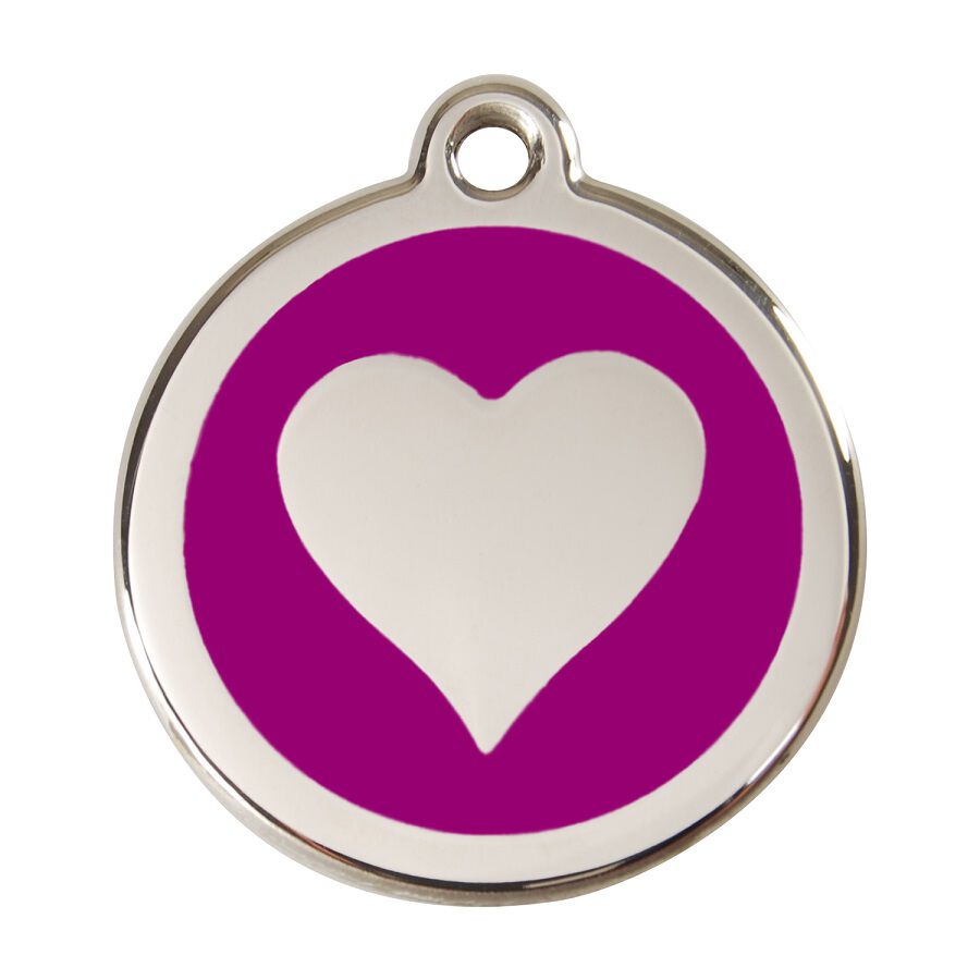 Placa identificativa Acero Inoxidable Esmalte Coraz&oacute;n Morado para perros, , large Imagen numero 1