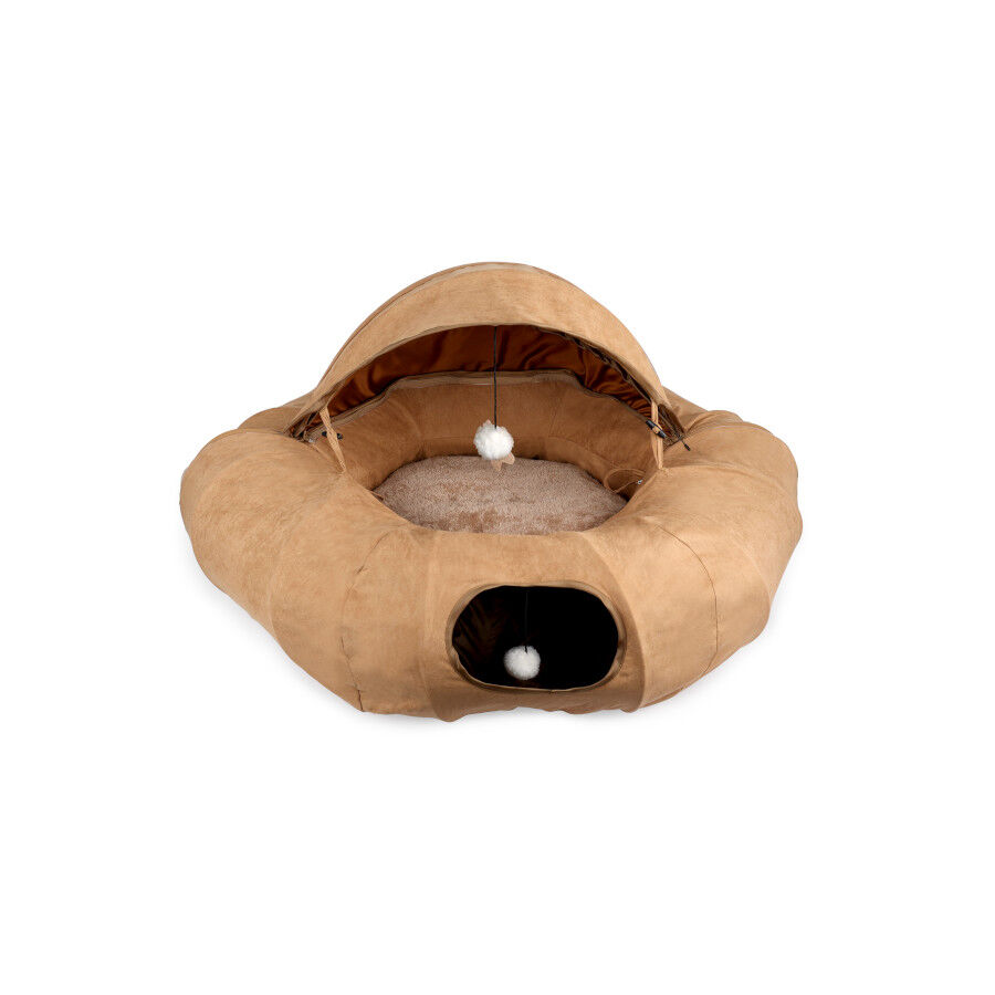 All For Paws Lamb Cat T&uacute;nel Dona Marr&oacute;n Bronceado para gatos, , large Imagen numero 3