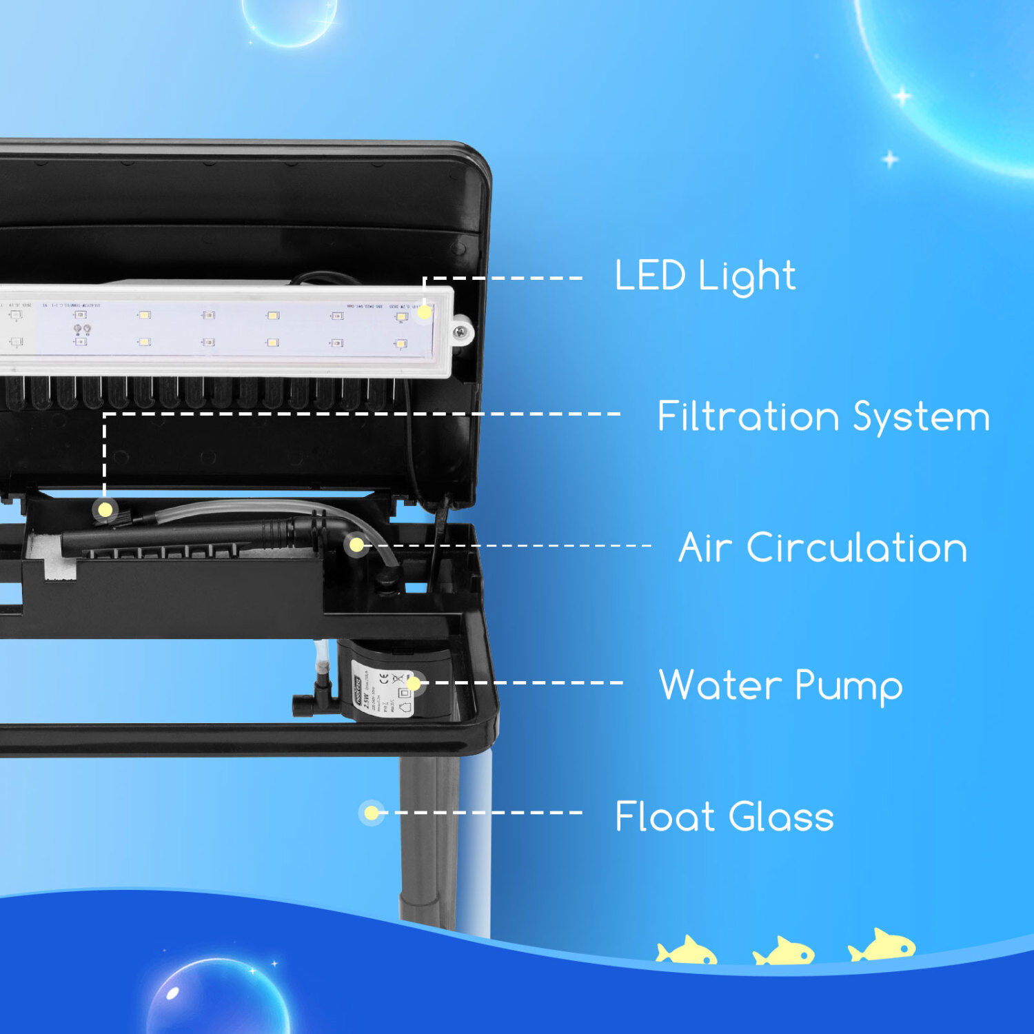 Nobleza Acuario de Cristal negro para peces thumbnail