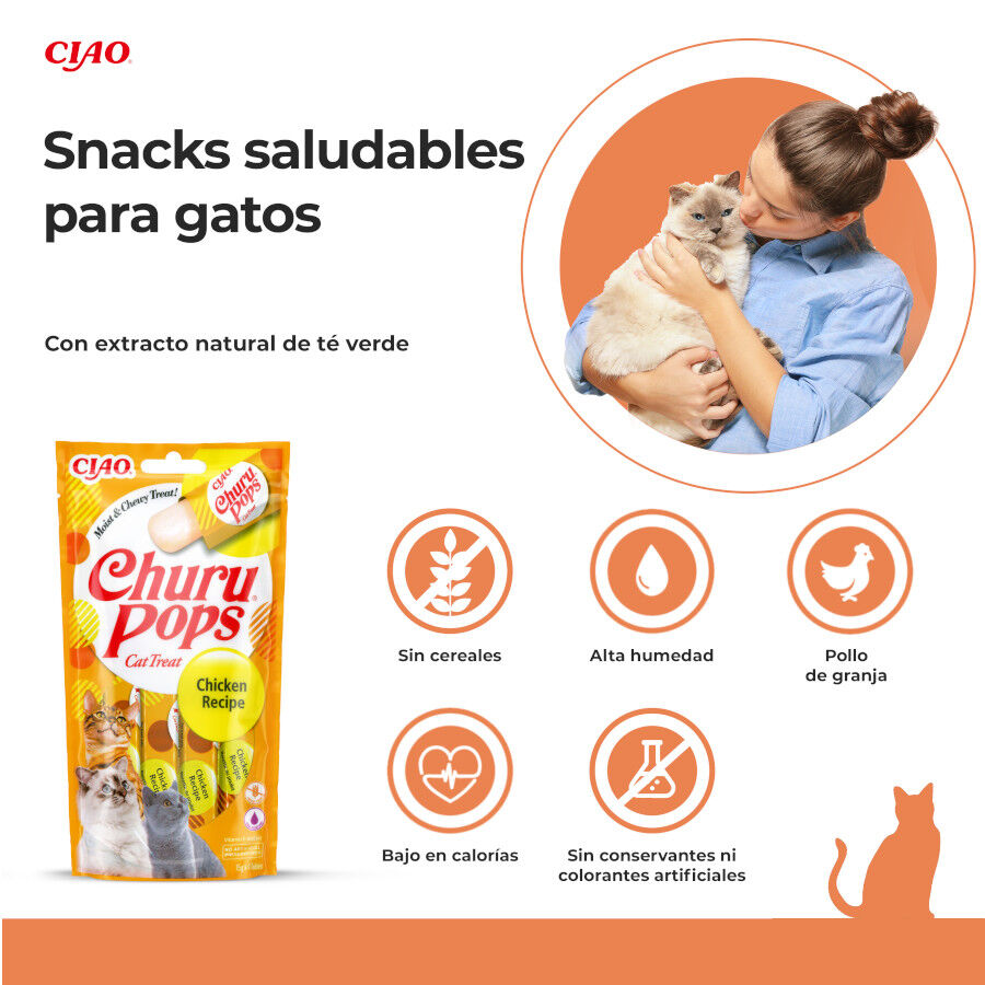 4 sobres x 15 g Churu Palitos Pops de Pollo para gatos, , large Imagen numero 2