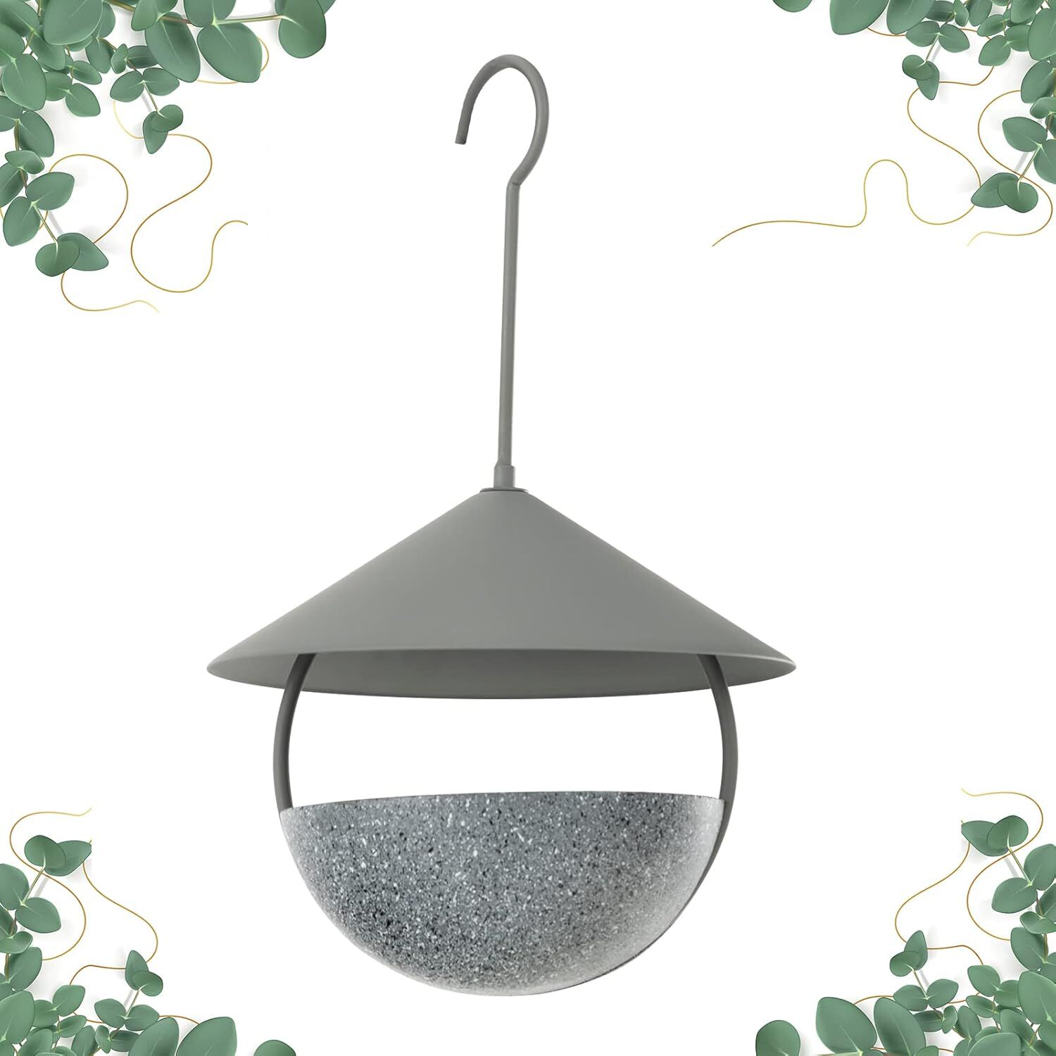 COSTWAY 2 en 1 Comedero para P&aacute;jaros, Comedero Colgante de Metal con C&uacute;pula Resistente a la Intemperie, Gancho y Cuenco de Agua, Comedero para Aves Silvestres, Comedero Exterior para Semillas y Agua, , large Imagen numero 1