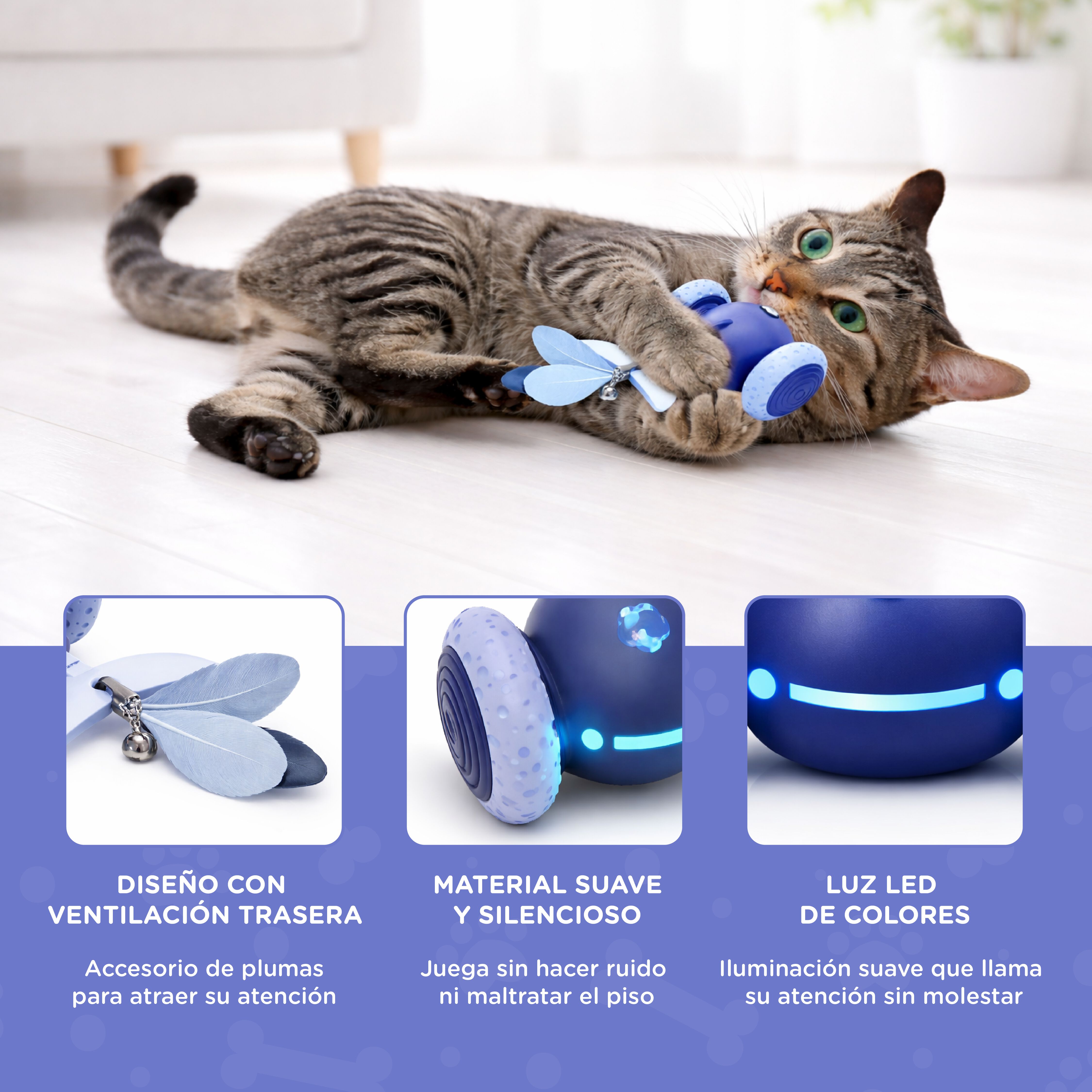 TheKingPet juguete interactivo recargable para gatos con mando, LED y plumas, , large Imagen numero 3