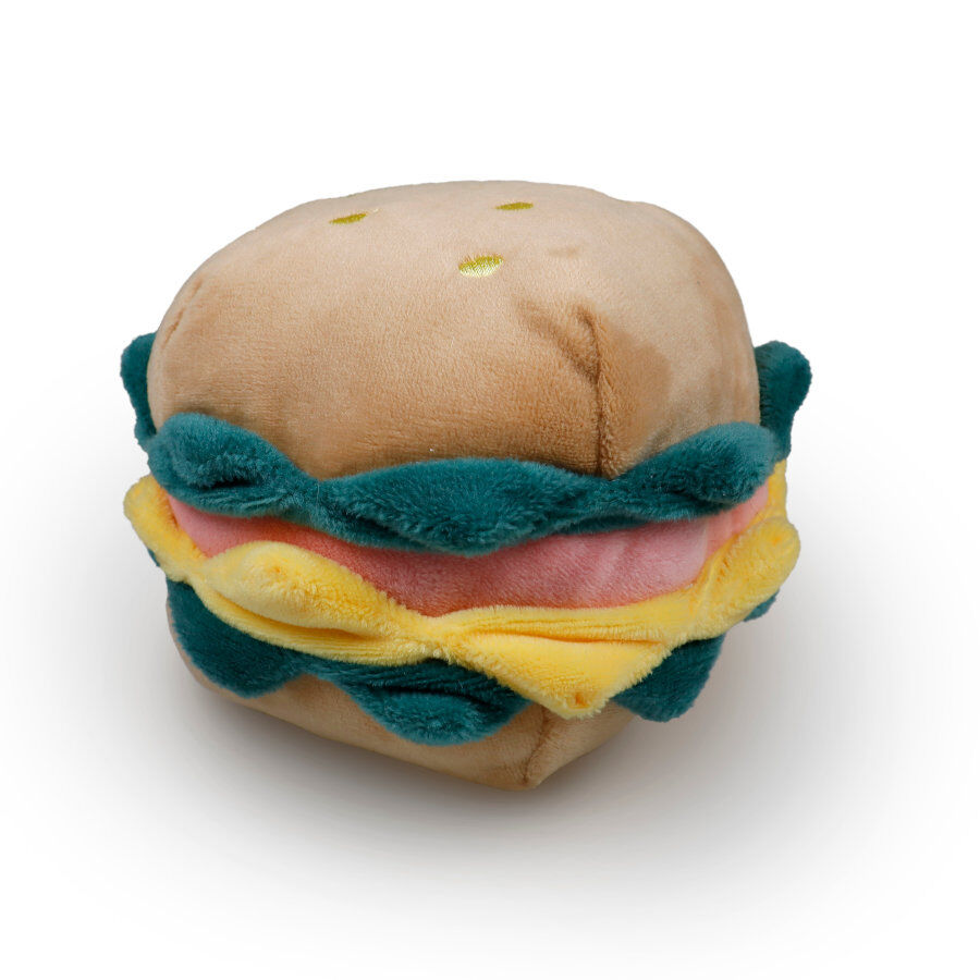 Tootoy! Comfort Cheese Burguer Cuddler peluche con sonido para perros thumbnail