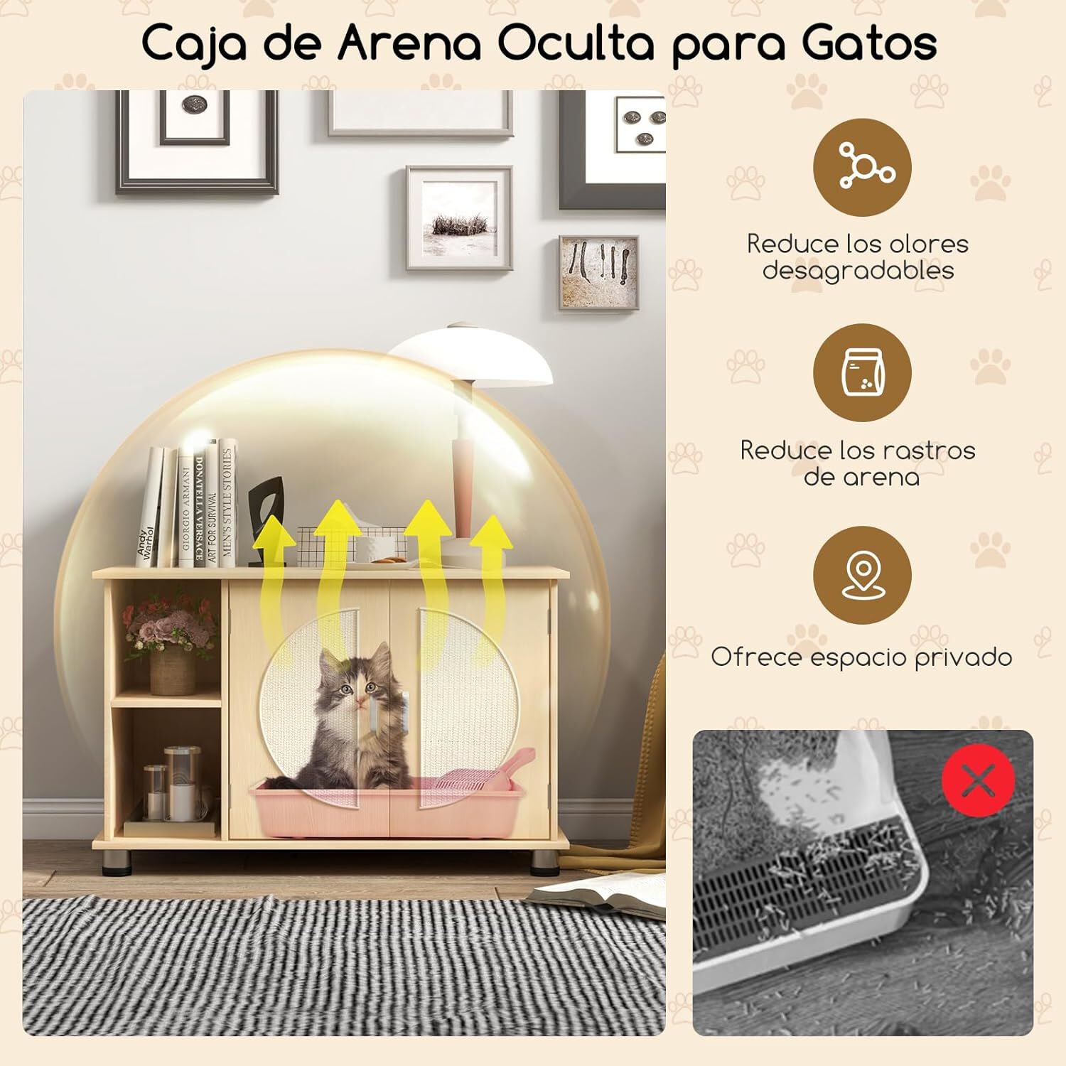 COSTWAY Caja de Arena para Gatos con Puertas Rascadoras de Sisal thumbnail