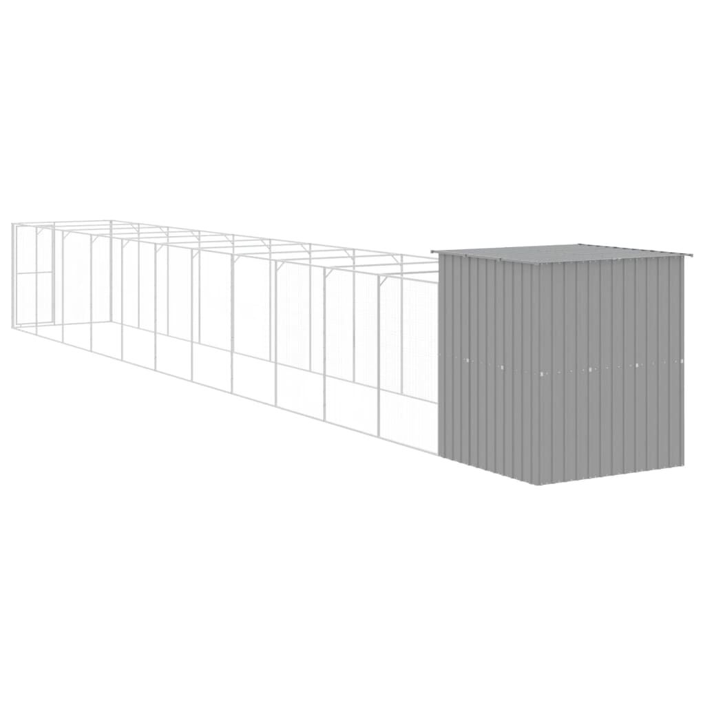 vidaXL Caseta perro corral acero galvanizado gris claro 165x1271x181cm, , large Imagen numero 4