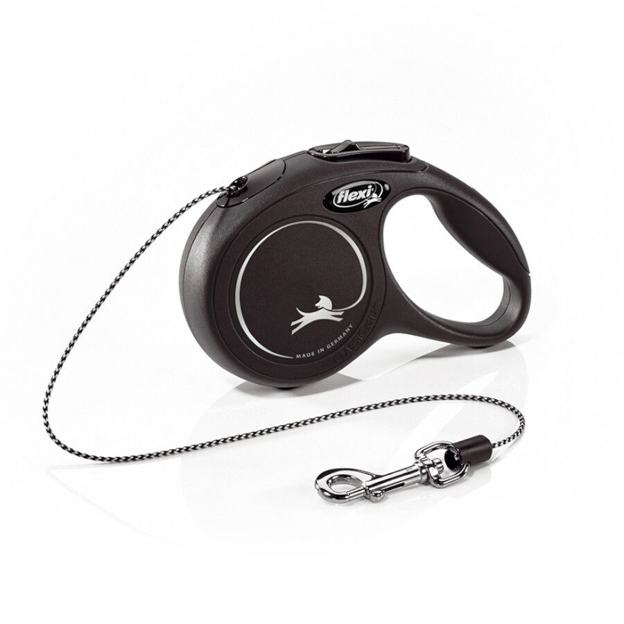 Flexi New Classic Correa de Cordón Extensible Negra para perros thumbnail