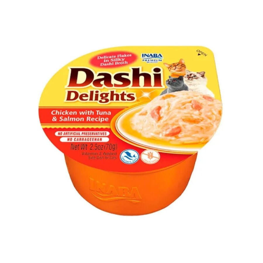 Dashi Delights Snack Cremoso Pollo con Atún y Salmón tarrina para gatos
