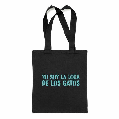 Bolsa tote "soy la loca de los gatos" color Negro, , large Imagen numero 1