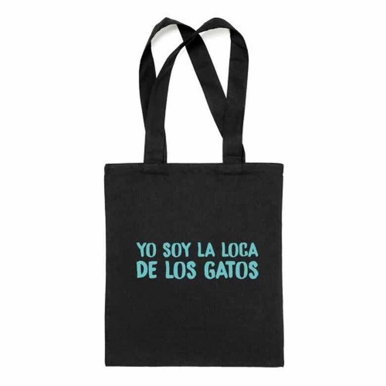 Bolsa tote "soy la loca de los gatos" color Negro, , large image number null