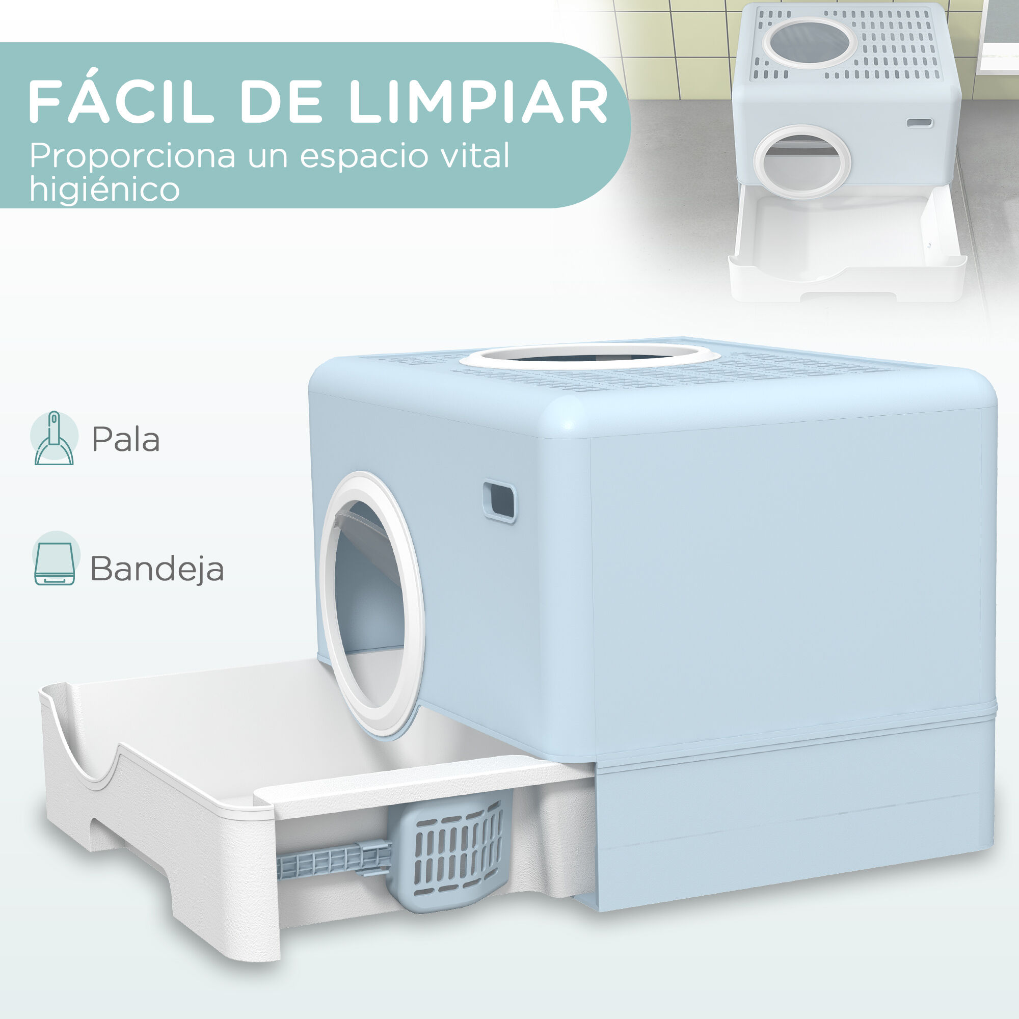 PawHut Arenero para Gatos Azul thumbnail