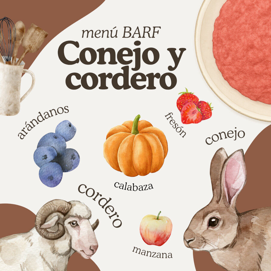 Comida para perros. Men&uacute; barf de conejo y cordero 7,5kg, , large Imagen numero 2