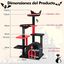 COSTWAY Árbol Rascador para Gatos Gótico, 134 cm Torre para Gatos de 6 Niveles con Cama, Condominio, Postes Rascadores, Pompón y Bola de Resorte, Centro de Actividades para Gatitos de Interior, , large indicador imagen numero 2