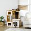 PawHut Árbol Rascador para Gatos Altura 92,5 cm Torre para Gatos con 3 Casetas de Madera Cojines Lavables Tabla de Rascador y Hamaca 76x37x92,5 cm Roble., , large indicador imagen numero 2
