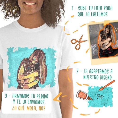 Mascochula camiseta mujer graffiti personalizada con tu mascota negro thumbnail