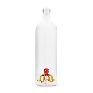 Botella de vidrio para agua con figura de un pulpo color Blanco