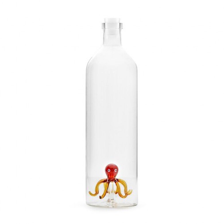 Botella de vidrio para agua con figura de un pulpo color Blanco, , large image number null