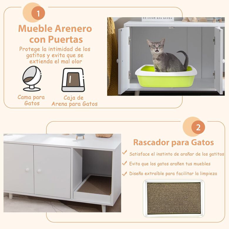 COSTWAY 3 en 1 Casa para Gatos con Rascador Extraíble y Mesa de Centro Auxiliar Blanca para gatos thumbnail