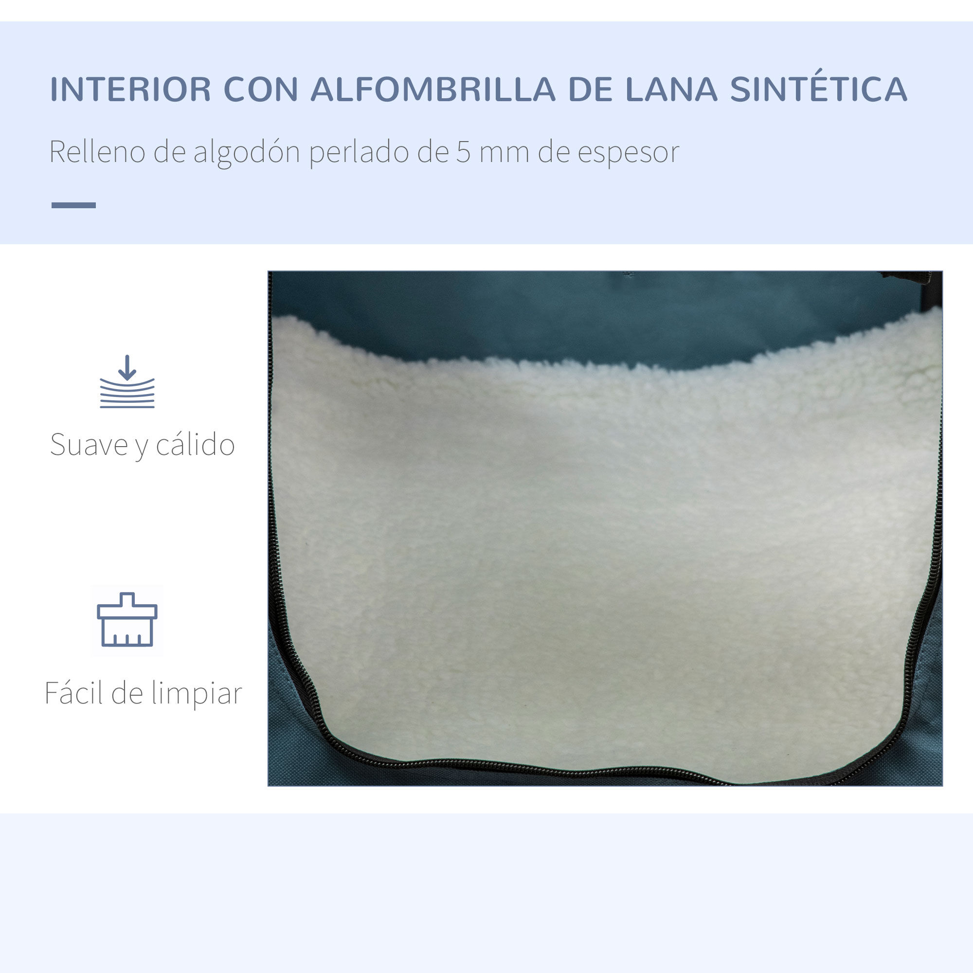 PawHut Transport&iacute;n Mochila para Perros y Gatos Bolsa Port&aacute;til y Plegable para Mascotas Transportador para Perros con 3 Puertas y Coj&iacute;n Suave 69x51x51 cm Azul, , large Imagen numero 10