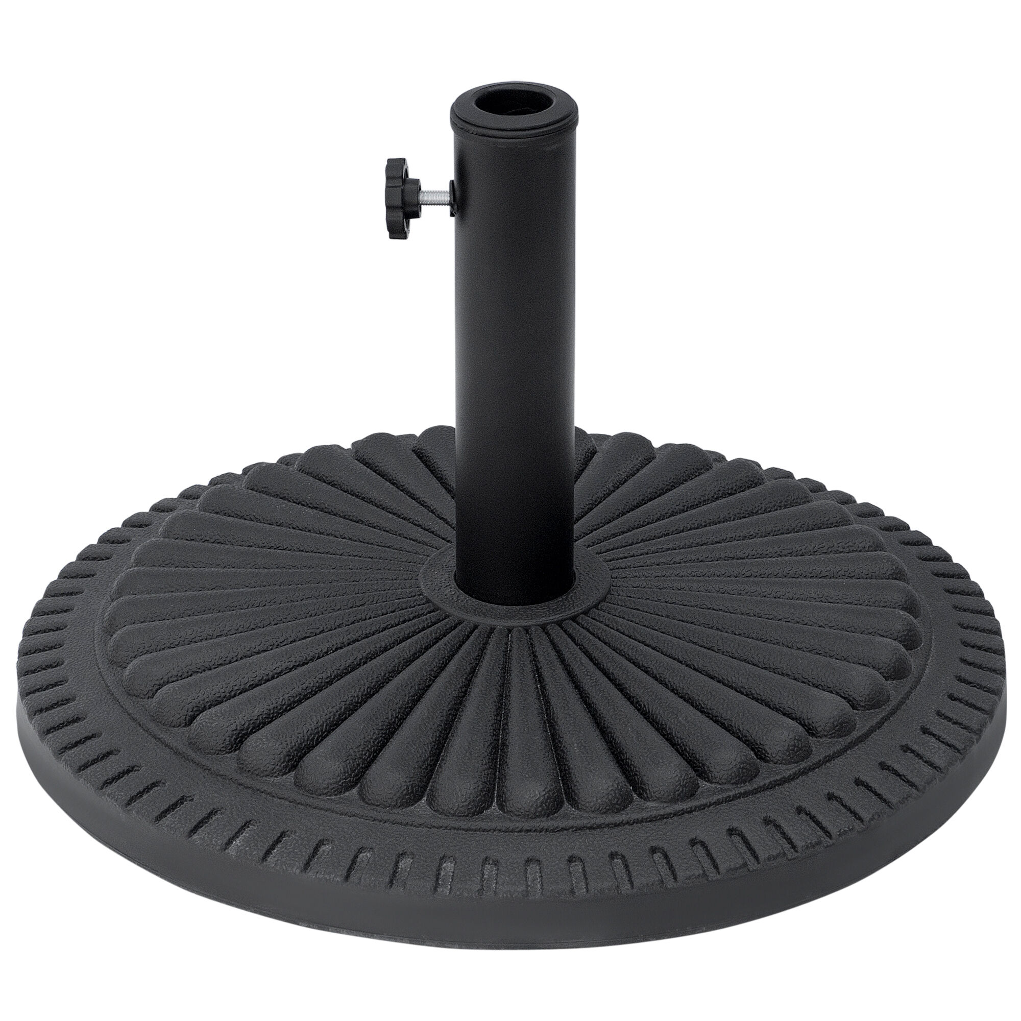 Outsunny Base para Sombrilla de Jard&iacute;n Peso Neto 15 kg Soporte de Parasol Apto para Postes de 35mm/38mm/48mm Rellena de Cemento Metal para Terraza Exterior &Oslash;49x32 cm Negro, , large Imagen numero 1